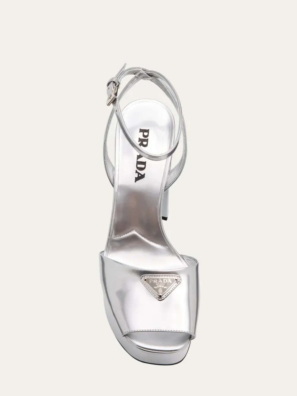 Prada Plateau Metallic Silver Peep-Toe Platform Pumps Size 6 - Picture 2 of 12